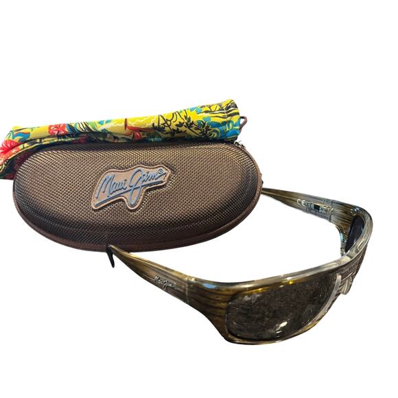 Maui Jim Surf Rider 261-11D  Sunglasses Brown Rootbeer Frame Gray Lenses w/ Case - Picture 1 of 4